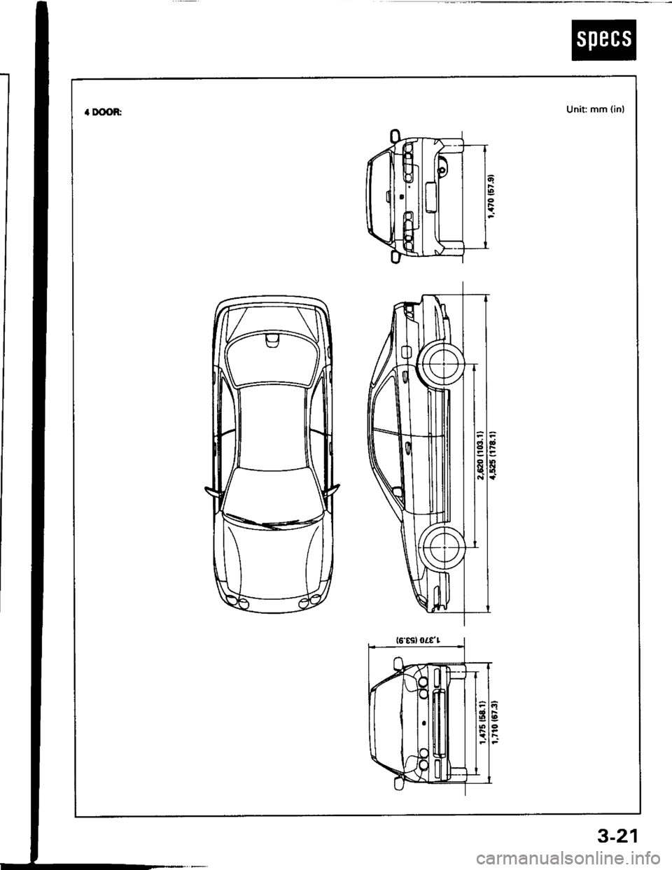 ACURA INTEGRA 1994  Service Repair Manual . DOOR:Unit mm {inl
3-21 