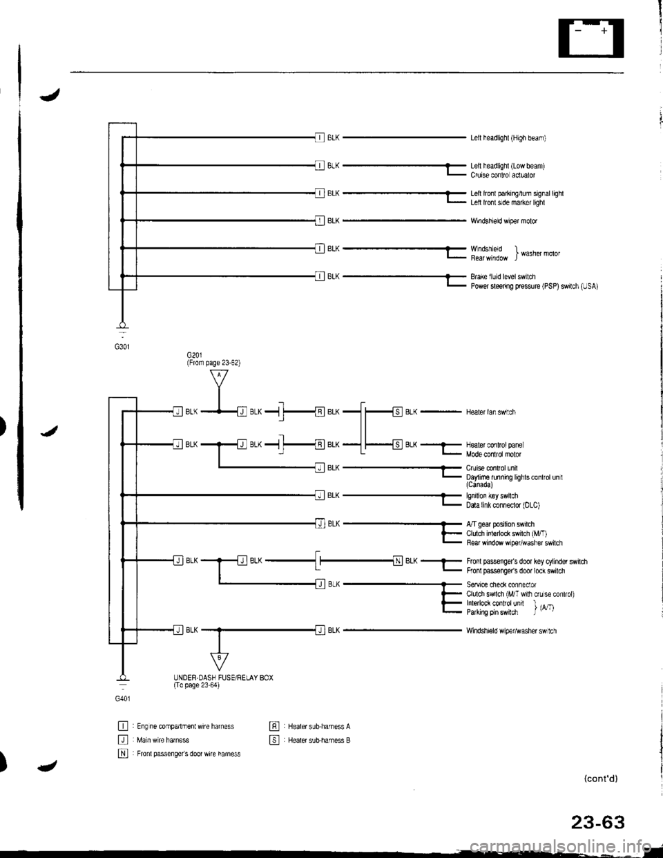 ACURA INTEGRA 1998  Service Repair Manual J
BrK-
BrK---
Lell headlighl {High beam)
Lell headlighl (Low beam)Cruise conlro aclualor
Lell lrcfl parkirElurn signallighlLell lront slde maker lighl
Windshield wiper molor
Wndshleld )I Wasner molor
