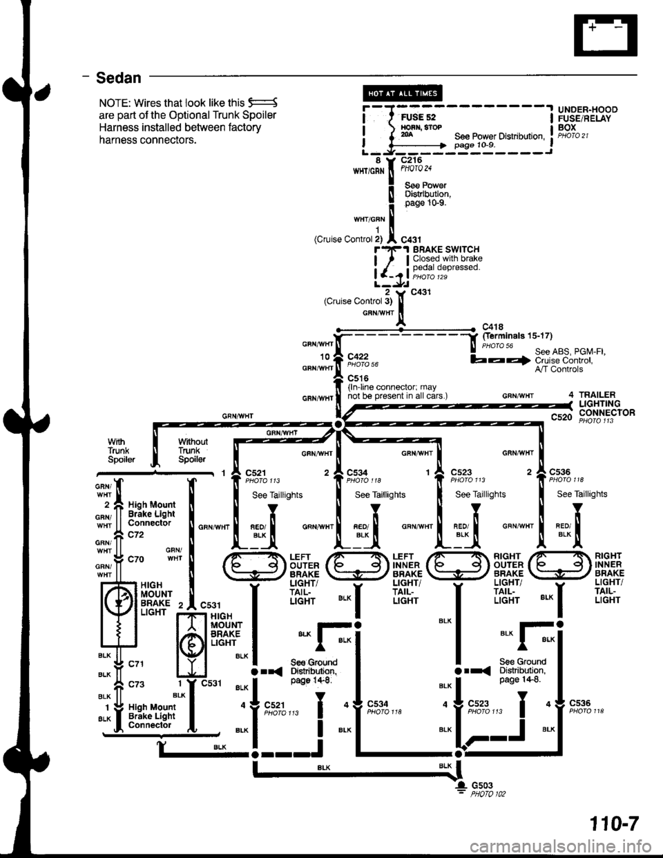 ACURA INTEGRA 1998  Service Repair Manual - Sedan
i-J;u;;,-- I P,H",E-ffi9I  HOi}l,SroP I BOX! 5 �oa See Power Distribution I PhoTo2l
L-l====9"------.
**no;tnf, Fn?ttZ"
i gm,l,ln
fi o"o" tos
wHr/cFN 
tuise Control 2) l C431r?F1 BRAKE SWT