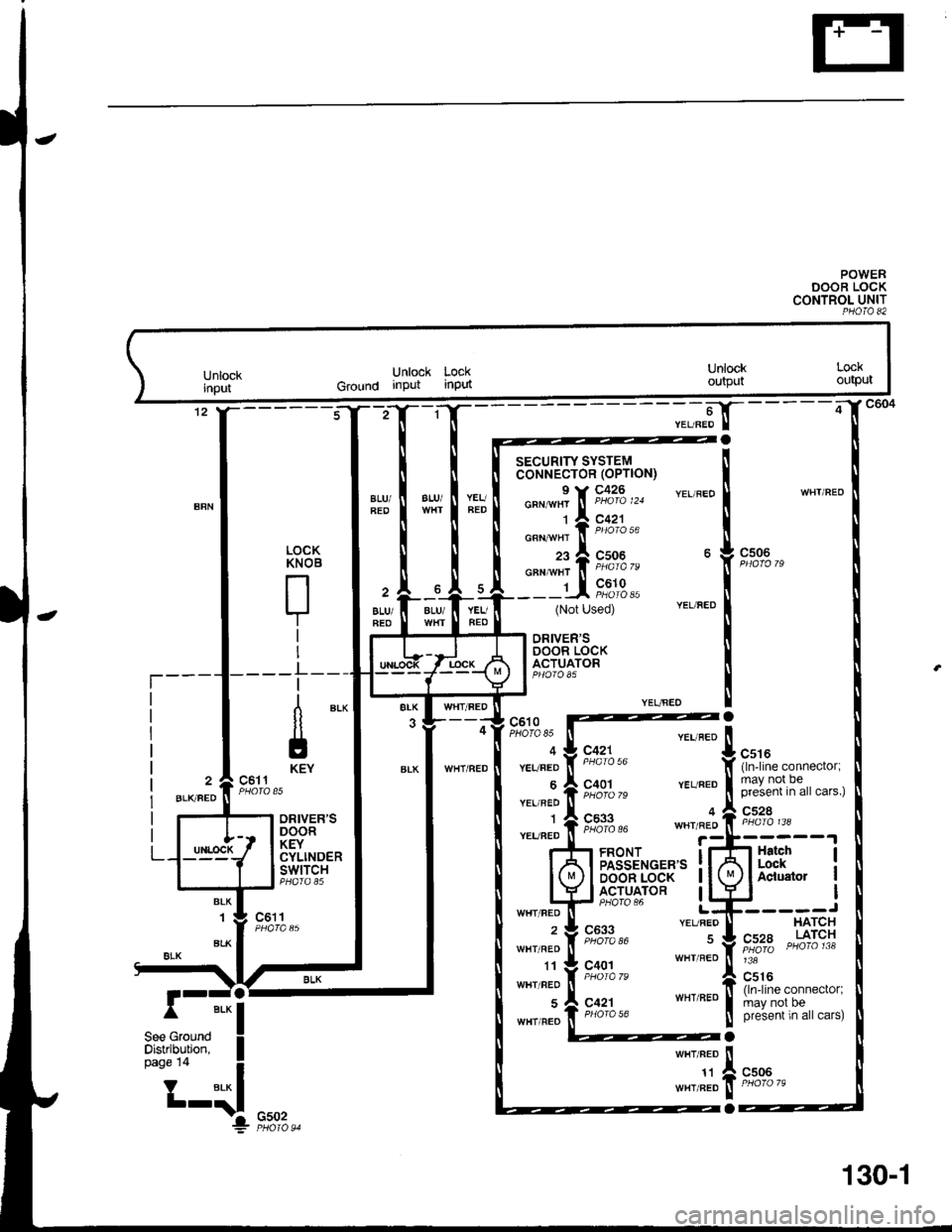 ACURA INTEGRA 1998  Service Repair Manual POWEBDOOR LOCKCONTROL UNITPHO|O 82
;"-"str-_
YEL/FEDWHT/FEOalU/YEUFED
YEUBEO
SECURITY SYSTEMcoNNECTOR (OPTION)
o"n-"! [ ;c,fo?uo ,,,
t | 9,o""1"""
"""-ii*r*"
___LL "",9t9,,(Not Used)
LOCK
ry"
r
I
_L_