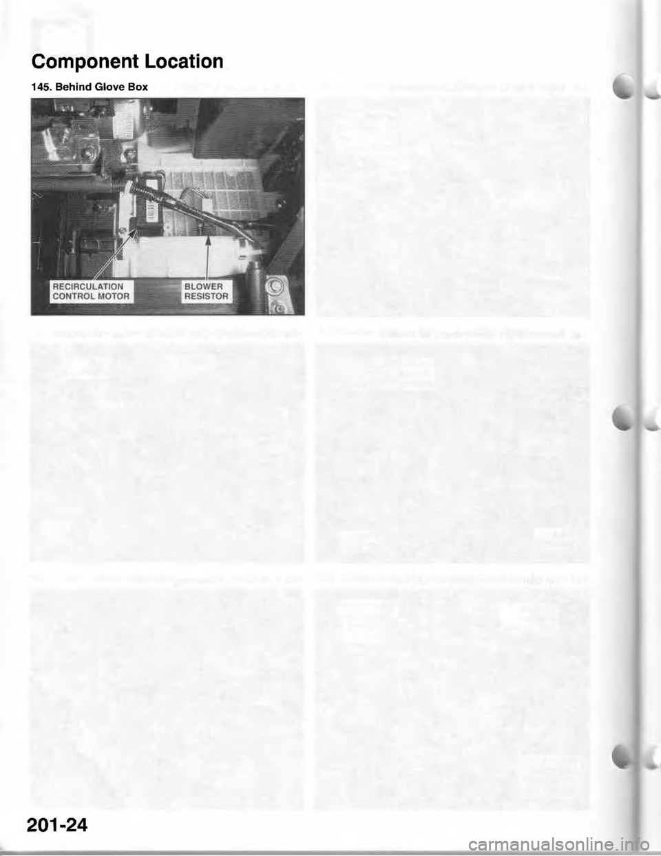 ACURA INTEGRA 1998  Service Repair Manual Gomponent Location
145. Behind Glove Box
201-24 