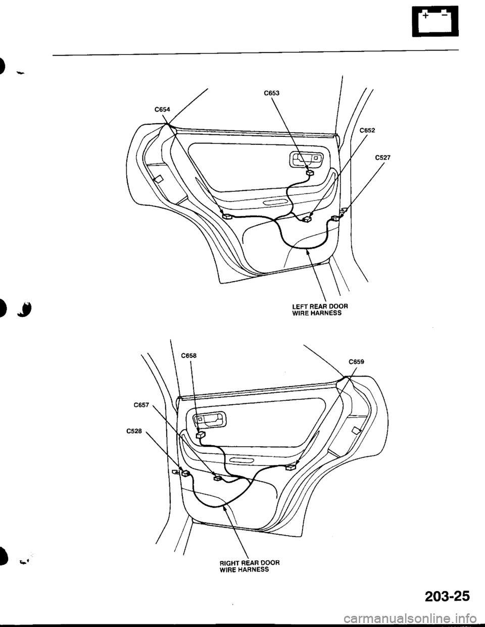 ACURA INTEGRA 1998  Service Repair Manual )_
)J
)Li
LEFT REAR DOORWIRE HARNESS
RIGHT REAR DOORWIRE HARNESS
203-25 