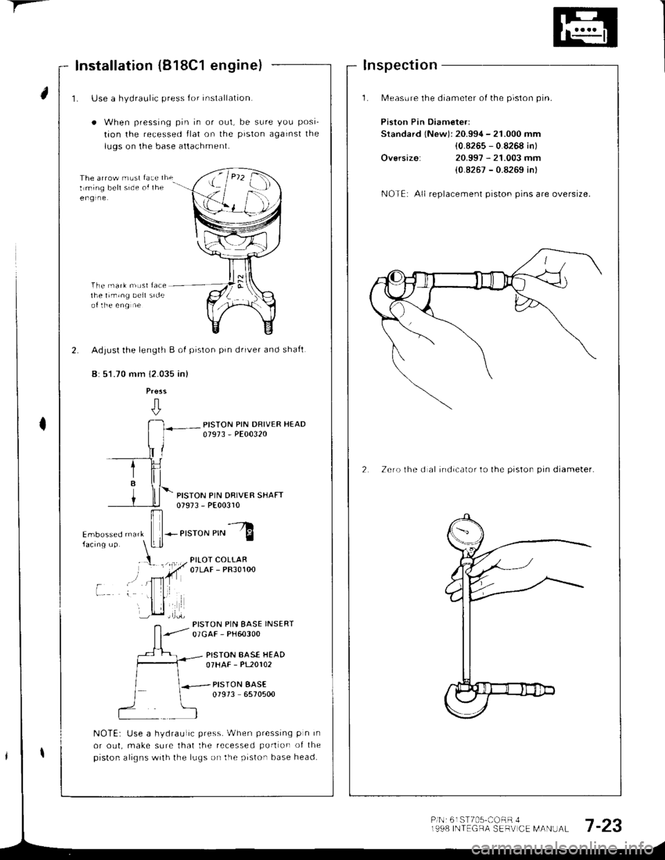 ACURA INTEGRA 1998  Service Repair Manual 