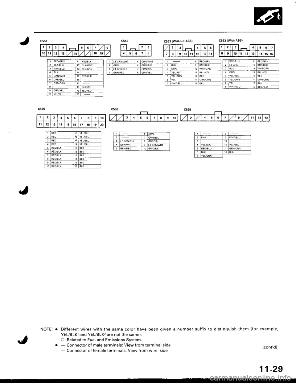 ACURA INTEGRA 1998  Service Repair Manual c551
1235679
l0It1213/151a19tr+ r+l
l1 51617 8l
C553 lwiihout ABS)c553 (With AAS)
1 -!!D19!N - 11 Y€L/8rK
3 TWiT€LU TI3IYEL,GR,\
5GFN]lvl]T1 T;;i;- r; T
9cltll!�l1rE!!!q
lLTGFNIVII-tcRN a91Nrq{
