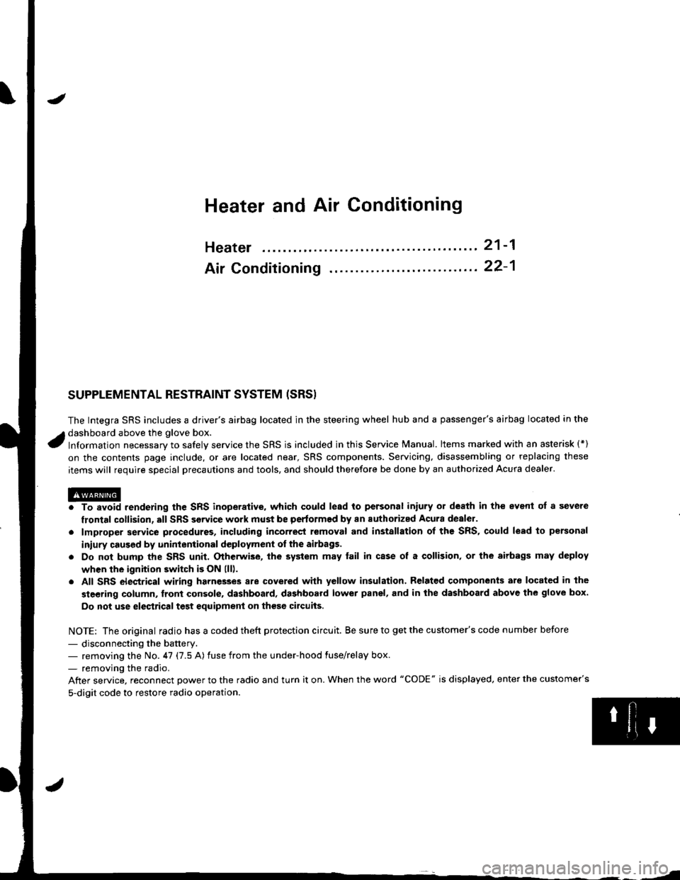 ACURA INTEGRA 1998  Service Repair Manual 