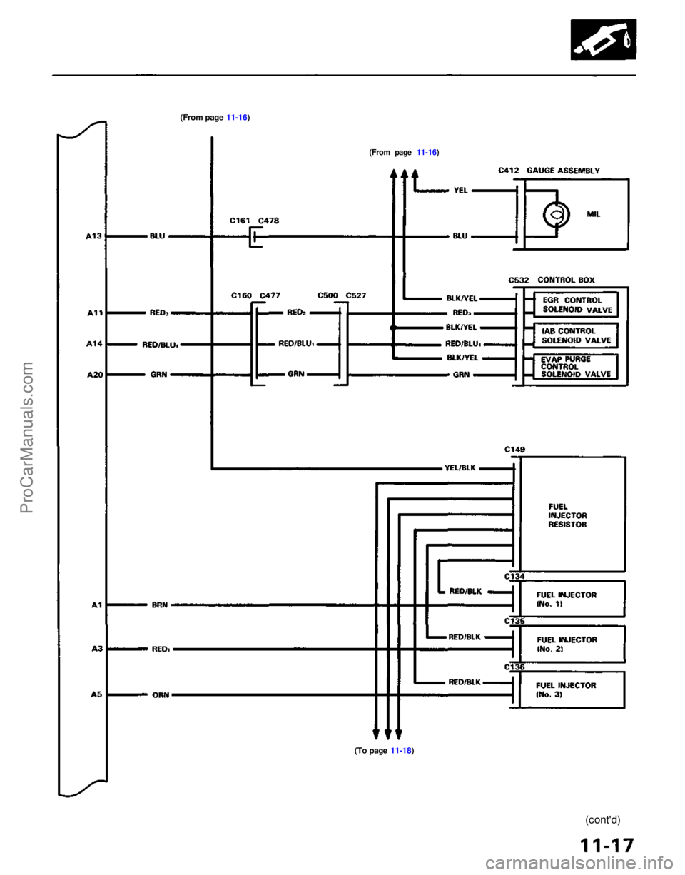 ACURA NSX 1991  Service Repair Manual 
(From page 11-16)

(From page 11-16)

(To page 11-18) (cont'd)ProCarManuals.com 