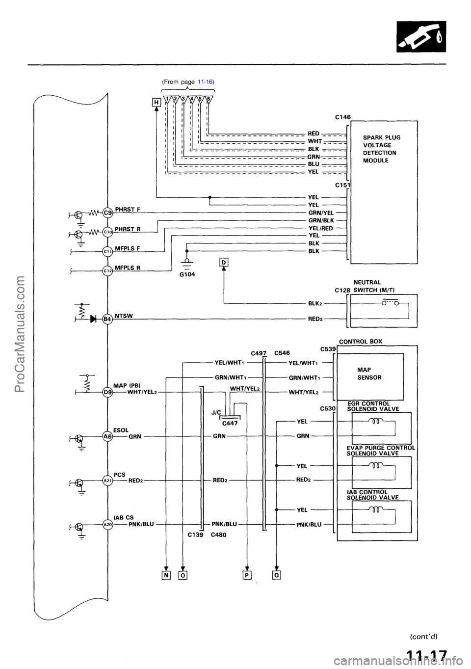 ACURA NSX 1991  Service Repair Manual 
(From page 11-16)ProCarManuals.com 