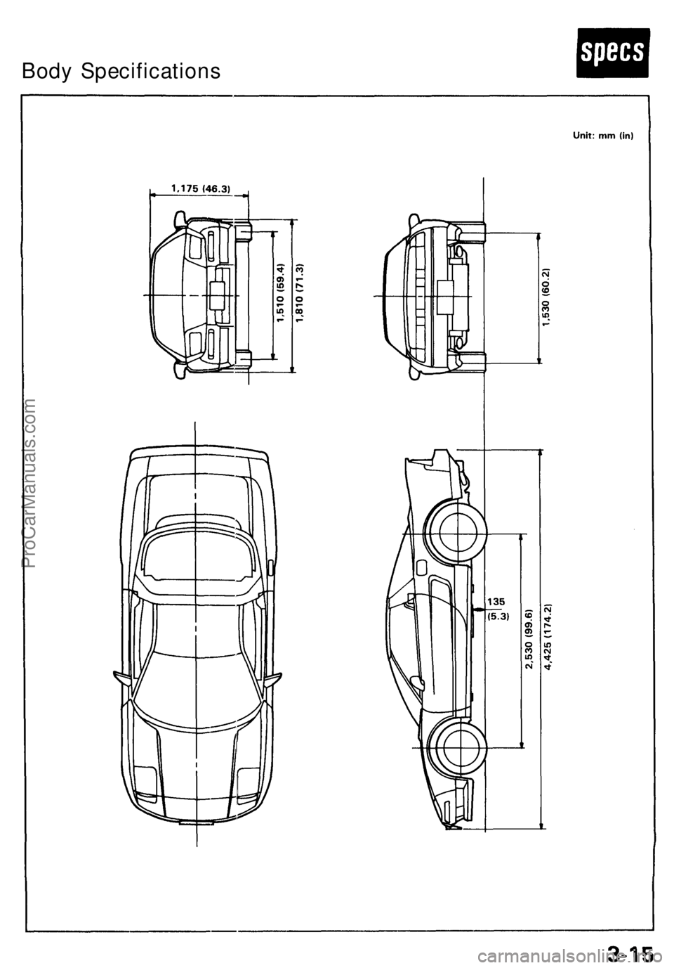 ACURA NSX 1991  Service Repair Manual 
Body SpecificationsProCarManuals.com 