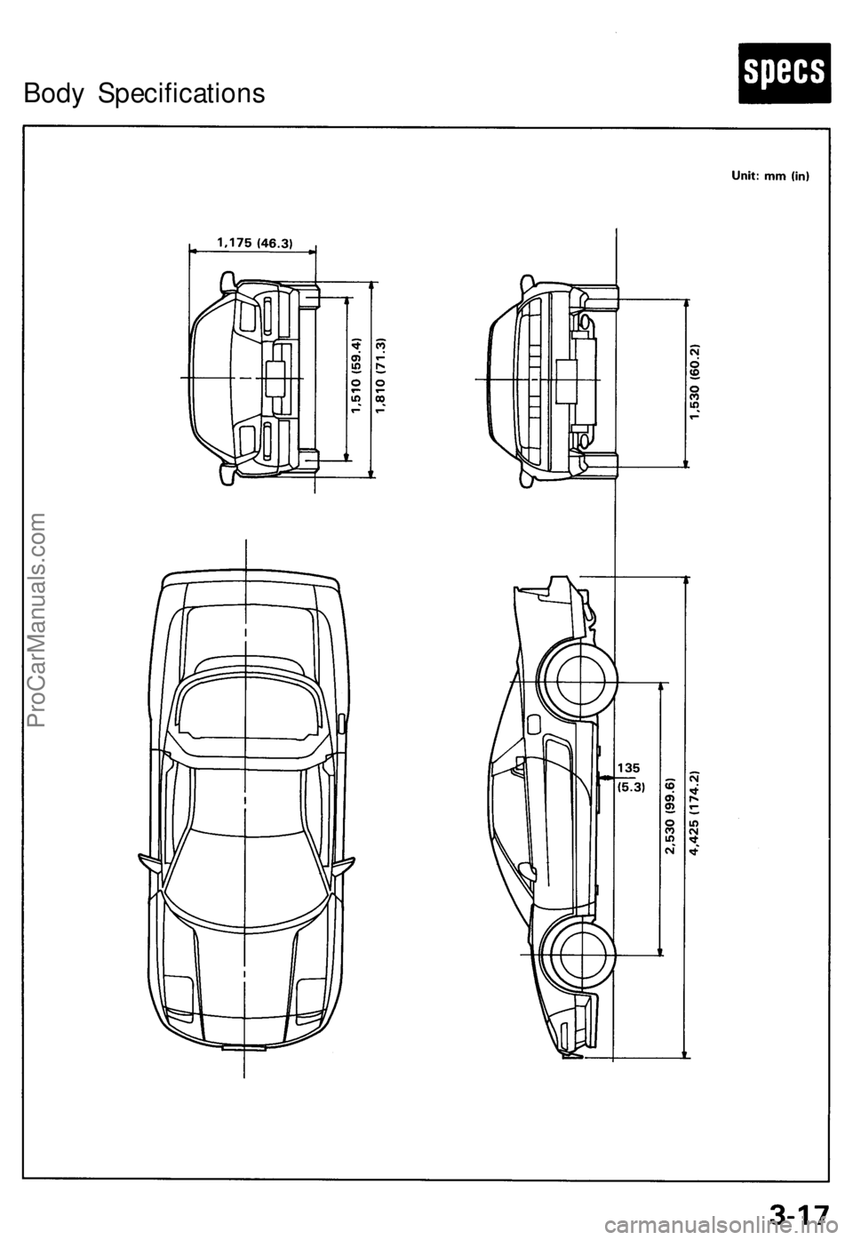 ACURA NSX 1991  Service Repair Manual Body Specification s
ProCarManuals.com 