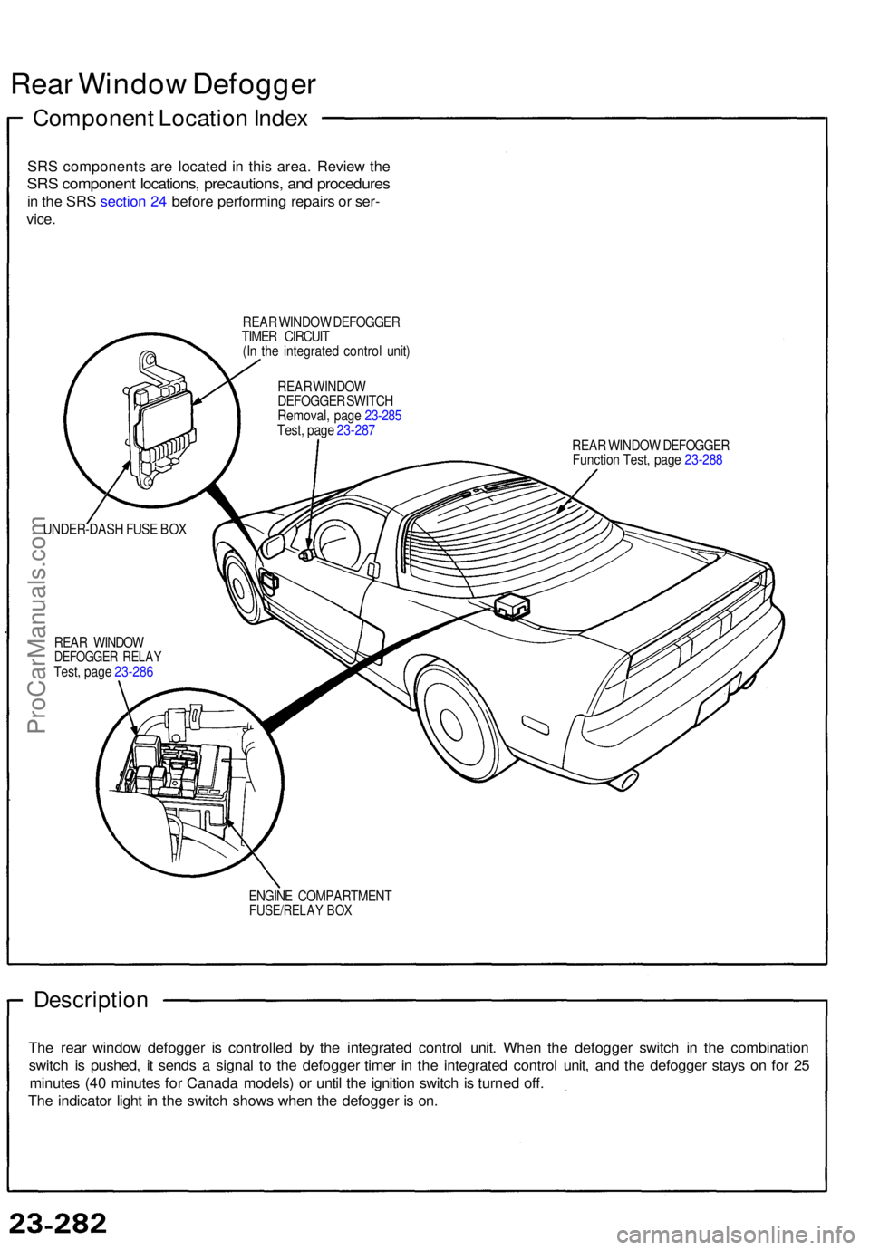 ACURA NSX 1991 Service Repair Manual Rear Windo w Defogge r
Componen t Locatio n Inde x
SRS component s ar e locate d i n thi s area . Revie w th e
SR S componen t locations , precautions , an d procedure s
in th e SR S sectio n 24 bef ACURA NSX 1991 Service Repair Manual Rear Windo w Defogge r
Componen t Locatio n Inde x
SRS component s ar e locate d i n thi s area . Revie w th e
SR S componen t locations , precautions , an d procedure s
in th e SR S sectio n 24 bef