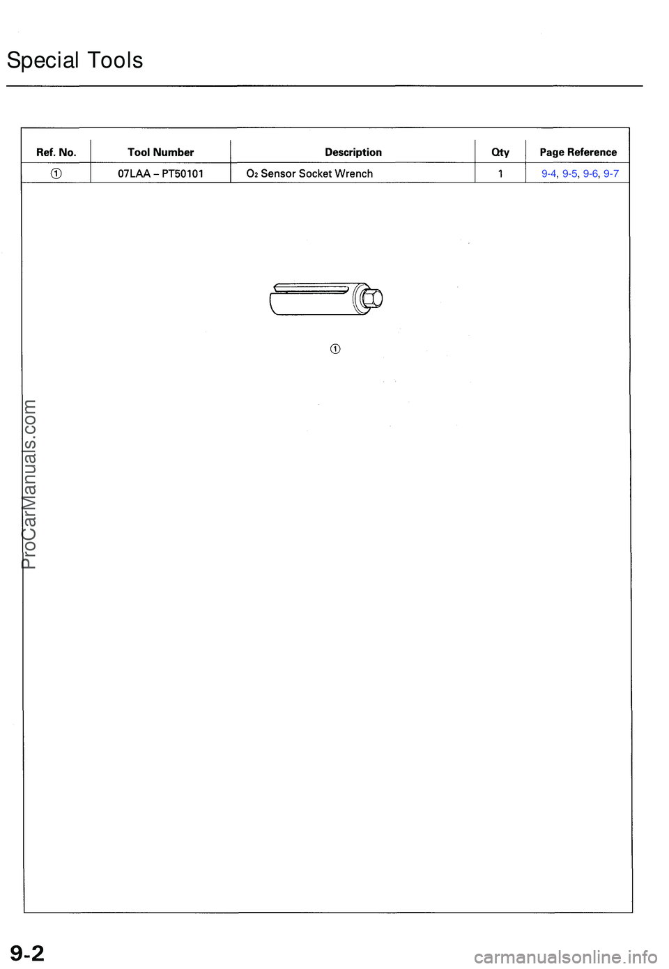 ACURA NSX 1997  Service Repair Manual Special Tool s
9-4, 9-5 ,  9-6 ,  9-7
ProCarManuals.com 