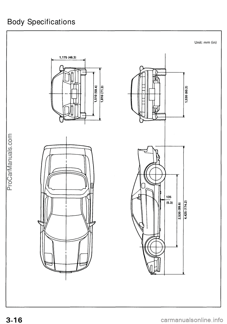ACURA NSX 1997  Service Repair Manual Body Specification s
ProCarManuals.com 