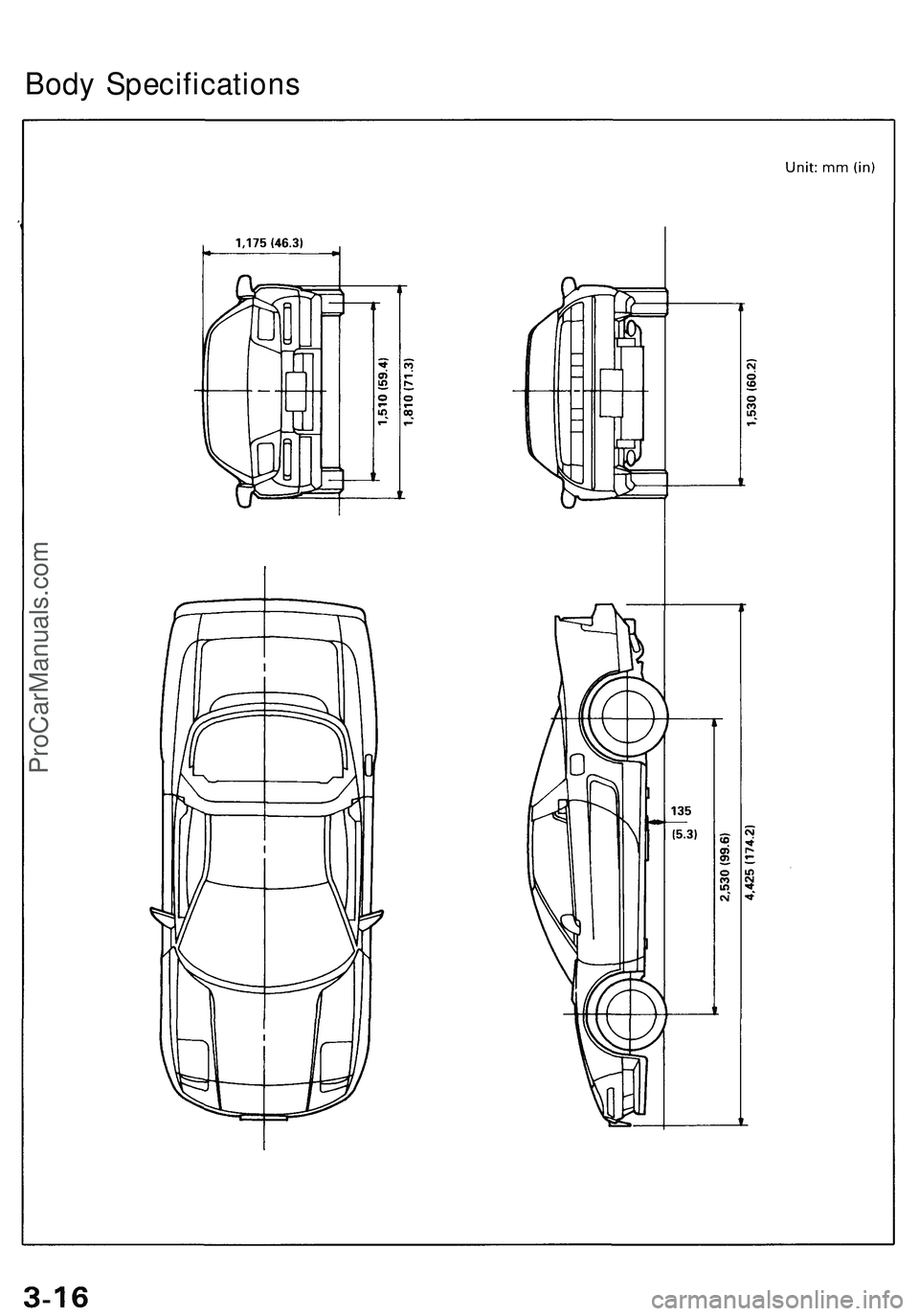 ACURA NSX 1997  Service Repair Manual 
Body SpecificationsProCarManuals.com 