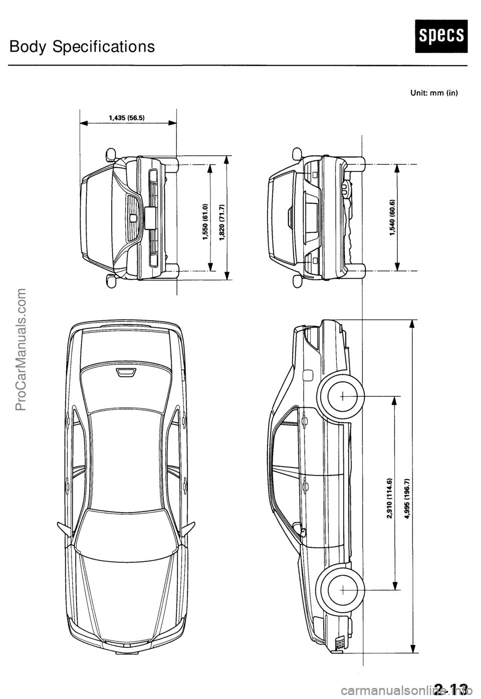ACURA RL KA9 1996  Service Repair Manual Body Specification s
ProCarManuals.com 