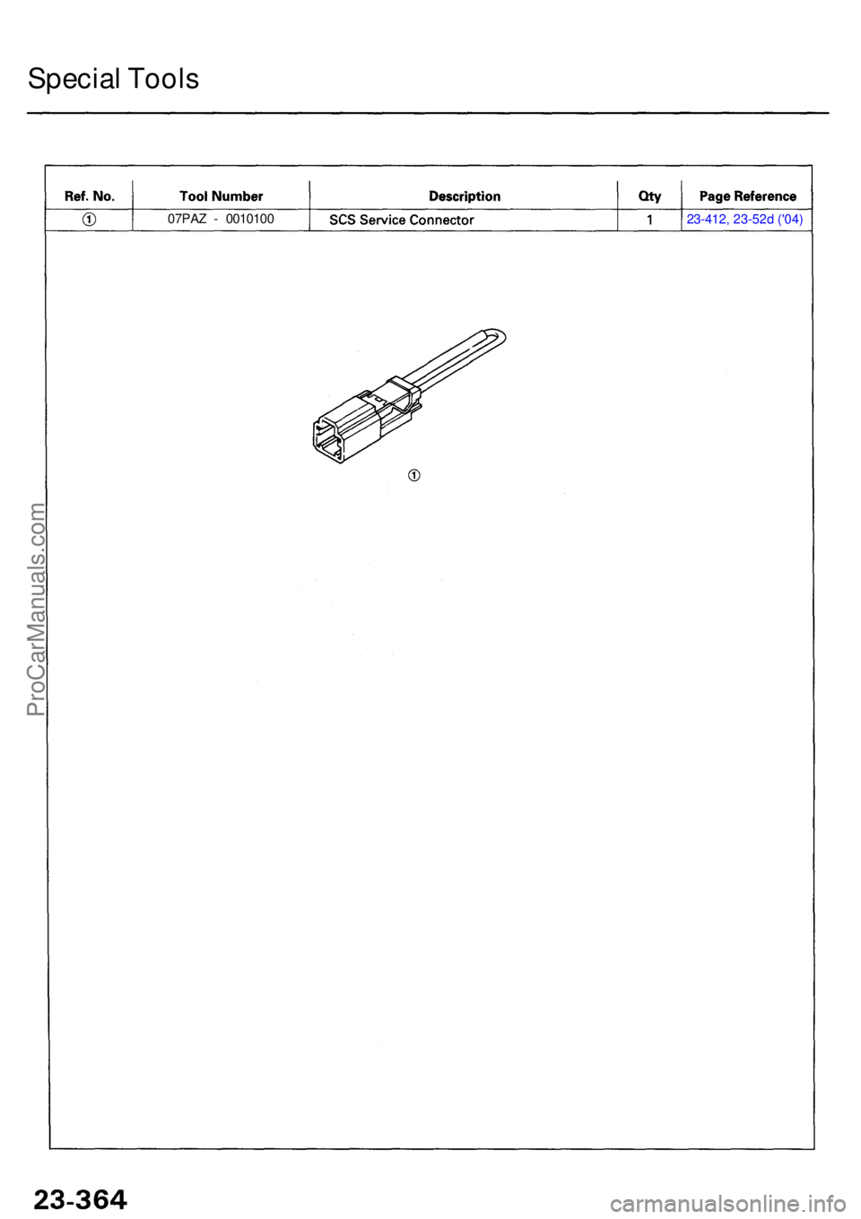 ACURA RL KA9 1996  Service Repair Manual 23-412, 23-52d ('04)
07PA
Z -  001010 0
Special Tool s
ProCarManuals.com 