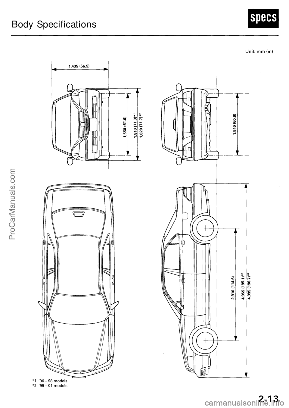 ACURA RL KA9 1996  Service Repair Manual 
Body SpecificationsProCarManuals.com 