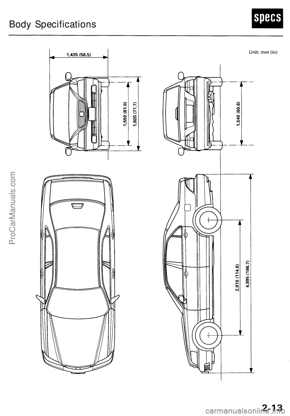 ACURA RL KA9 1996  Service Repair Manual 
Body SpecificationsProCarManuals.com 