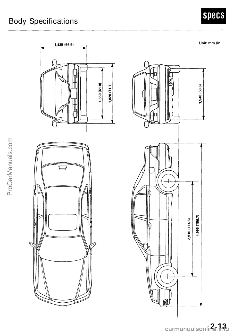 ACURA RL KA9 1996  Service Repair Manual 
Body SpecificationsProCarManuals.com 