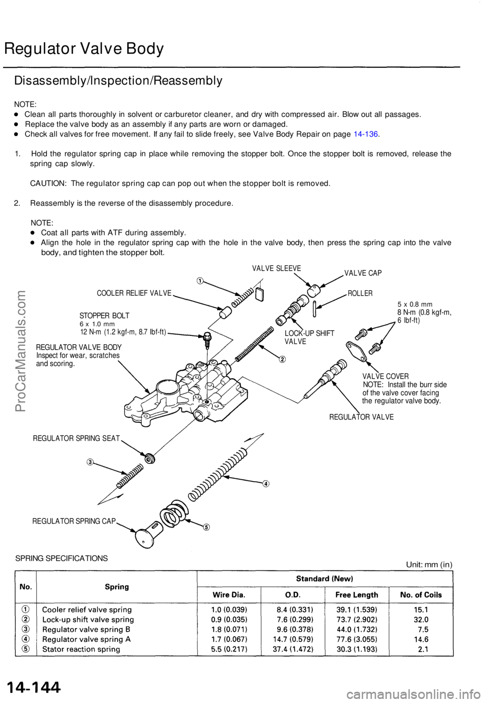 ACURA TL 1995 Service Repair Manual Regulator Valv e Bod y
Disassembly/lnspection/Reassembl y
NOTE:
Clean al l part s thoroughl y i n solven t o r carbureto r cleaner , an d dr y wit h compresse d air . Blo w ou t al l passages .
Repla ACURA TL 1995 Service Repair Manual Regulator Valv e Bod y
Disassembly/lnspection/Reassembl y
NOTE:
Clean al l part s thoroughl y i n solven t o r carbureto r cleaner , an d dr y wit h compresse d air . Blo w ou t al l passages .
Repla