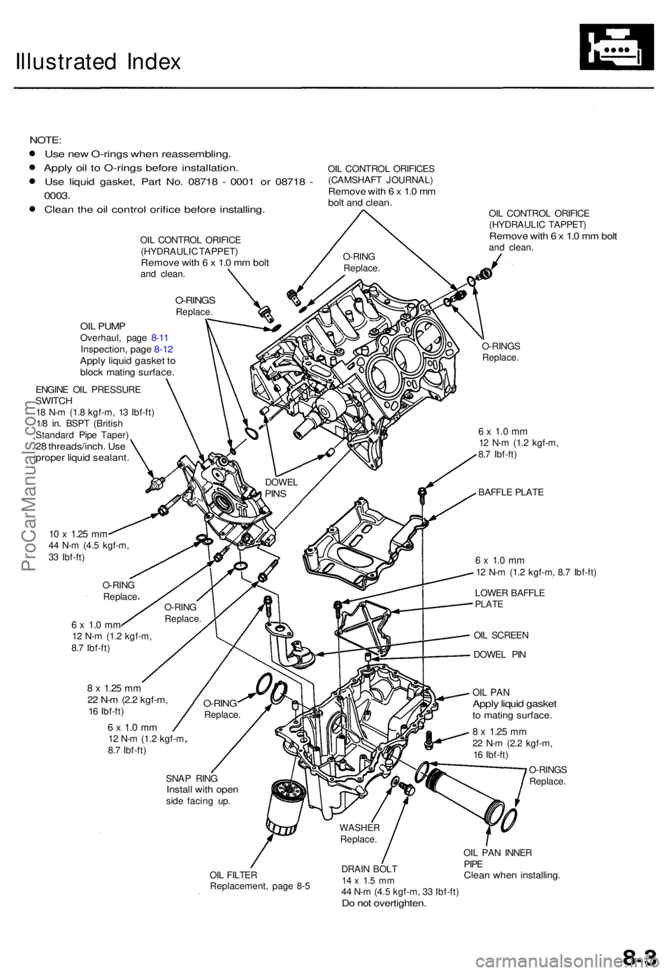 ACURA TL 1995 Service Repair Manual Illustrated Inde x
NOTE :
Use ne w O-ring s whe n reassembling .
Apply oi l t o O-ring s befor e installation .
Use liqui d gasket , Par t No . 0871 8 - 000 1 o r 0871 8 -
0003 .
Clean th e oi l cont ACURA TL 1995 Service Repair Manual Illustrated Inde x
NOTE :
Use ne w O-ring s whe n reassembling .
Apply oi l t o O-ring s befor e installation .
Use liqui d gasket , Par t No . 0871 8 - 000 1 o r 0871 8 -
0003 .
Clean th e oi l cont