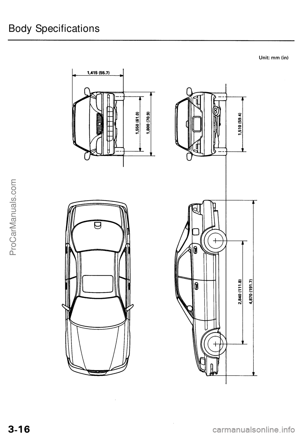 ACURA TL 1995  Service Repair Manual 
Body SpecificationsProCarManuals.com 