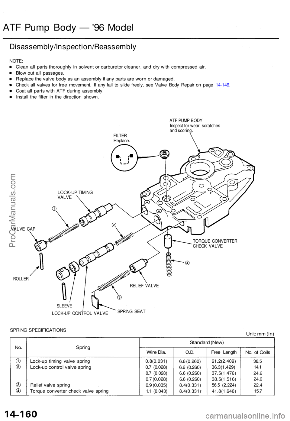 ACURA TL 1995 Service Repair Manual ATF Pum p Bod y — '96 Mode l
Disassembly/Inspection/Reassembl y
NOTE:
Clean al l part s thoroughl y i n solven t o r carbureto r cleaner , an d dr y wit h compresse d air .
Blo w ou t al l pass ACURA TL 1995 Service Repair Manual ATF Pum p Bod y — '96 Mode l
Disassembly/Inspection/Reassembl y
NOTE:
Clean al l part s thoroughl y i n solven t o r carbureto r cleaner , an d dr y wit h compresse d air .
Blo w ou t al l pass