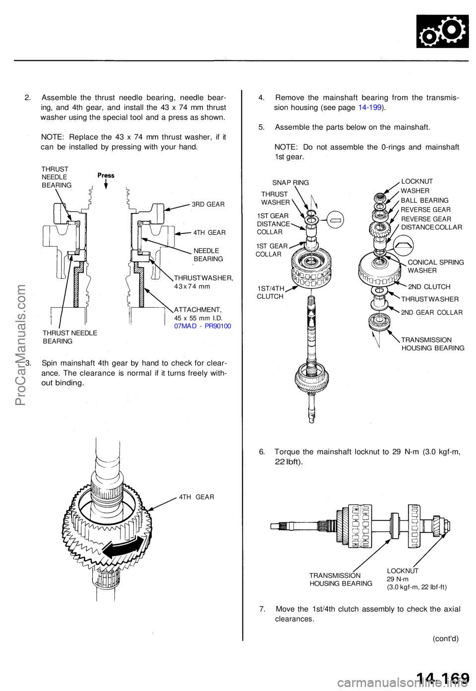 ACURA TL 1995 Service Repair Manual 2. Assembl e th e thrus t needl e bearing , needl e bear -
ing , an d 4t h gear , an d instal l th e 4 3 x 7 4 m m thrus t
washe r usin g th e specia l too l an d a pres s a s shown .
NOTE : Replac ACURA TL 1995 Service Repair Manual 2. Assembl e th e thrus t needl e bearing , needl e bear -
ing , an d 4t h gear , an d instal l th e 4 3 x 7 4 m m thrus t
washe r usin g th e specia l too l an d a pres s a s shown .
NOTE : Replac