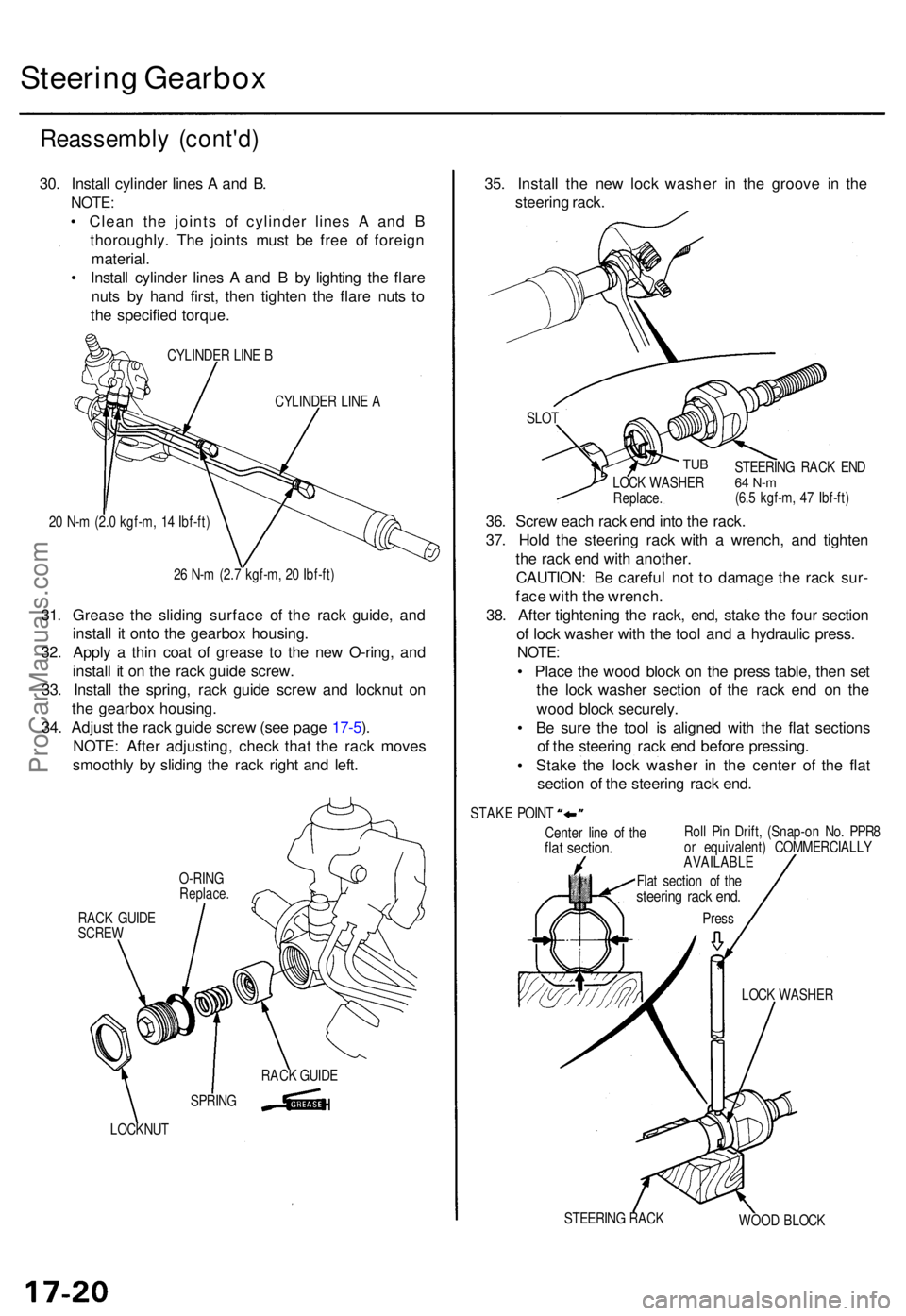 ACURA TL 1995  Service Repair Manual Steering Gearbo x
Reassembl y (cont'd )
30. Instal l cylinde r line s A  an d B .
NOTE :
• Clea n th e joint s o f cylinde r line s A  an d B
thoroughly . Th e joint s mus t b e fre e o f foreig