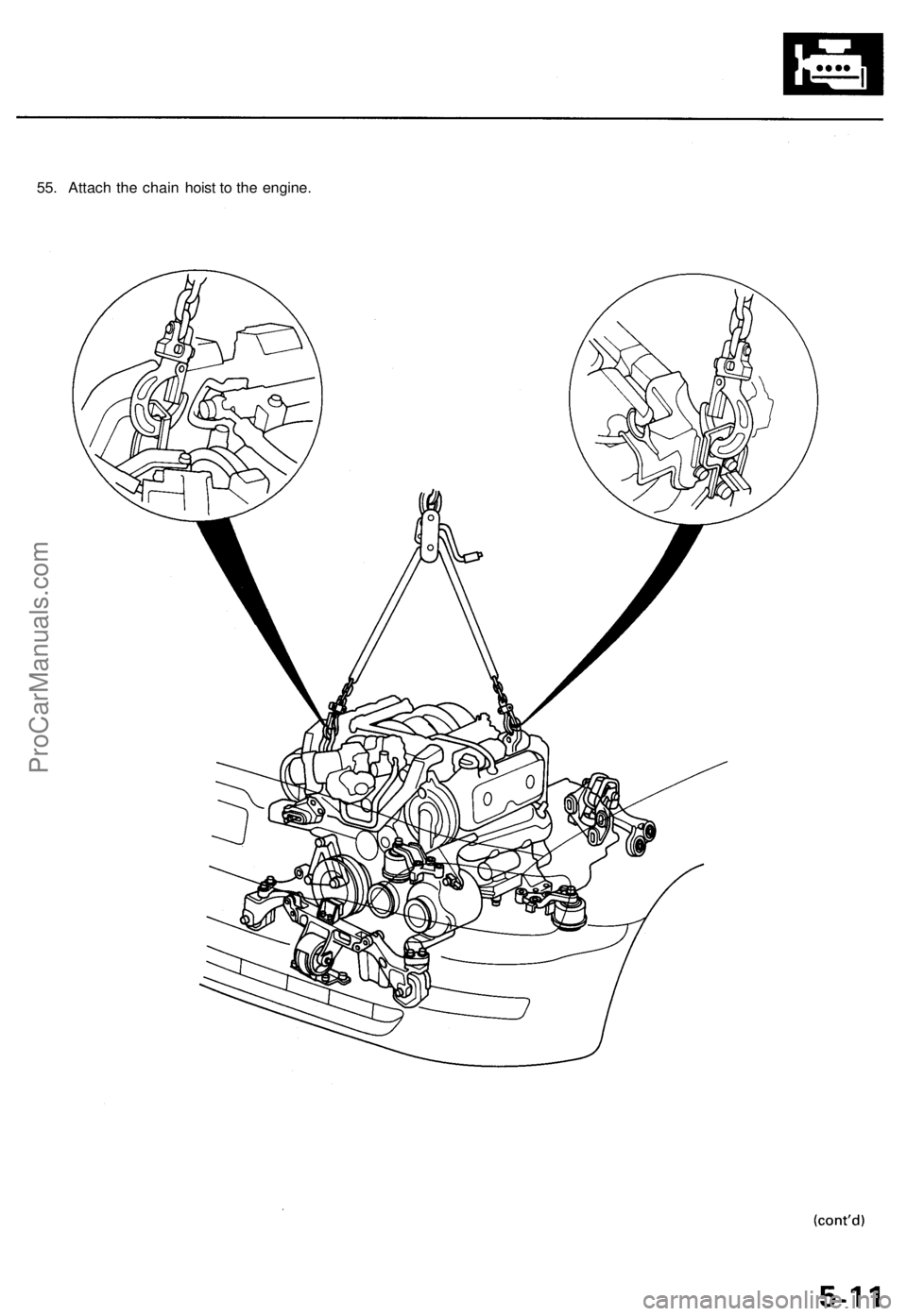 ACURA TL 1995  Service Repair Manual 
55. Attach the chain hoist to the engine.ProCarManuals.com 