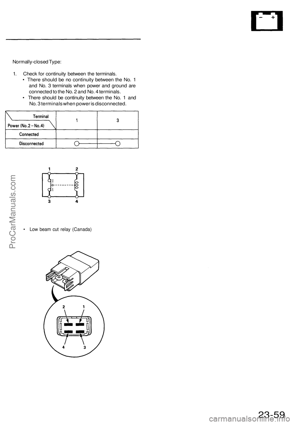 ACURA TL 1995  Service Repair Manual Normally-closed Type :
1 . Chec k fo r continuit y betwee n th e terminals .
•  Ther e shoul d b e n o continuit y betwee n th e No . 1
an d No . 3  terminal s whe n powe r an d groun d ar e
connect