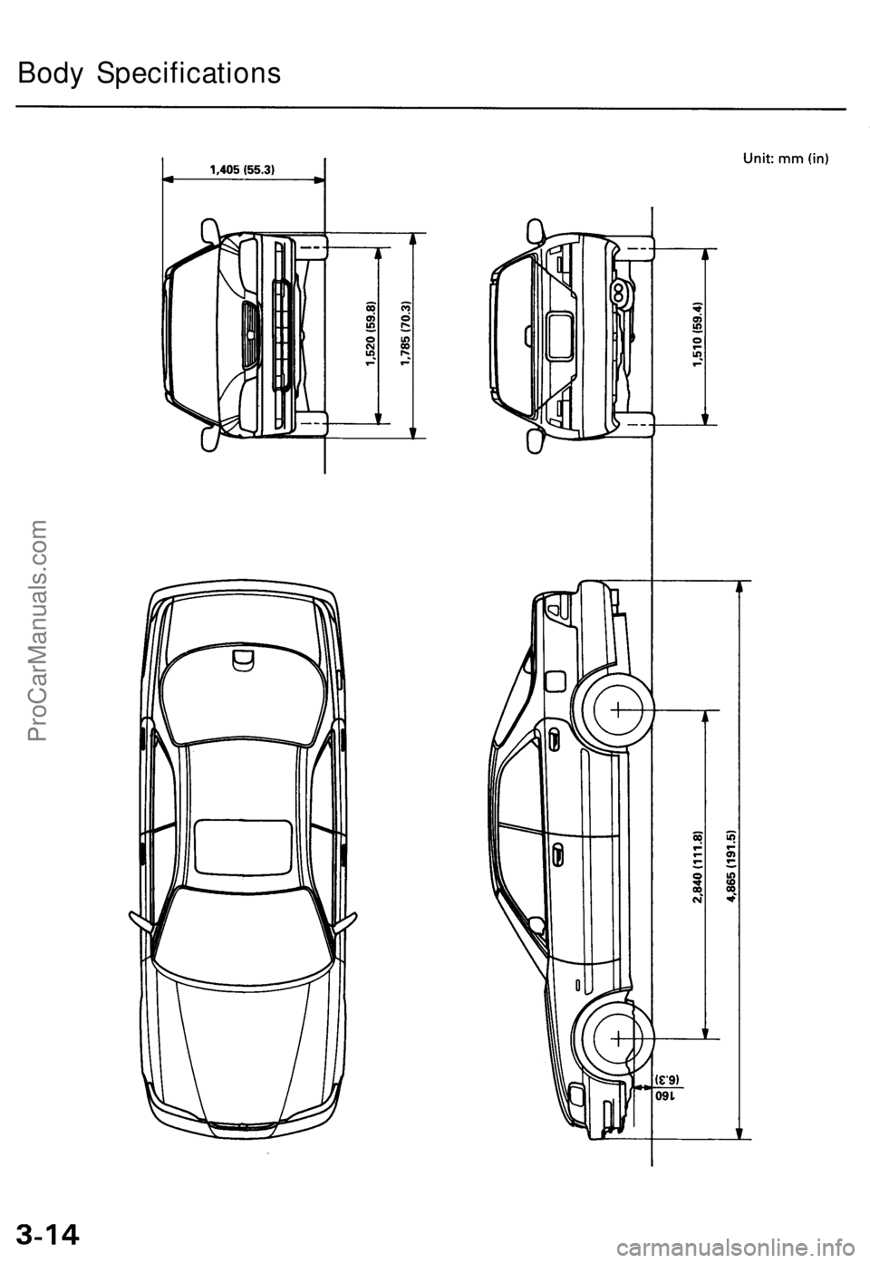 ACURA TL 1995  Service Repair Manual 
Body SpecificationsProCarManuals.com 