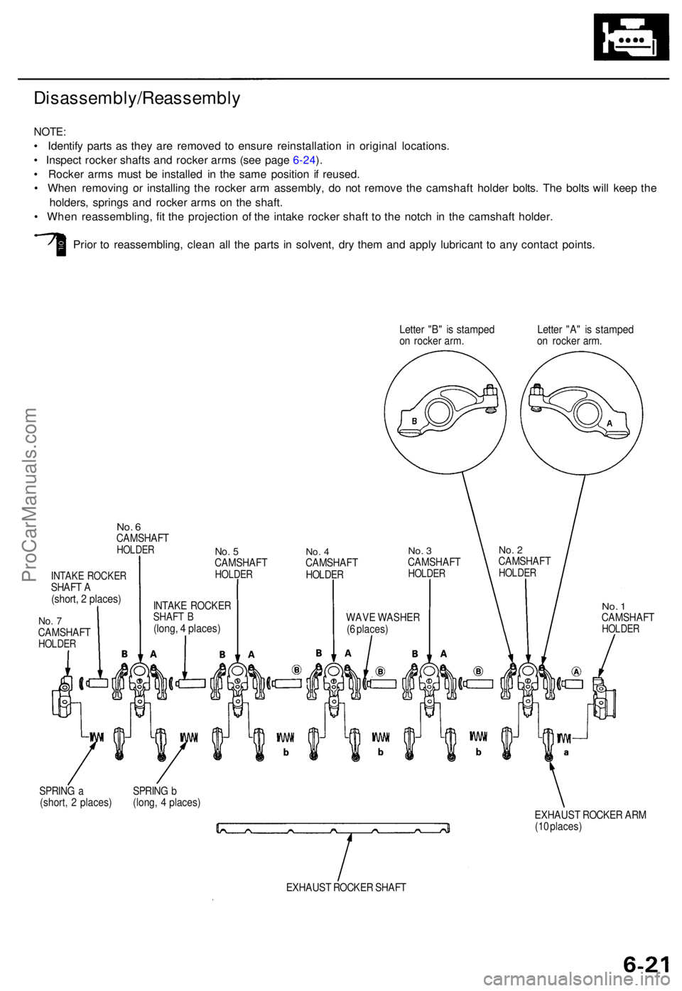 ACURA TL 1995 Service Repair Manual Disassembly/Reassembly
NOTE:
• Identif y part s a s the y ar e remove d t o ensur e reinstallatio n i n origina l locations .
• Inspec t rocke r shaft s an d rocke r arm s (se e pag e 6-24 ).
• ACURA TL 1995 Service Repair Manual Disassembly/Reassembly
NOTE:
• Identif y part s a s the y ar e remove d t o ensur e reinstallatio n i n origina l locations .
• Inspec t rocke r shaft s an d rocke r arm s (se e pag e 6-24 ).
•