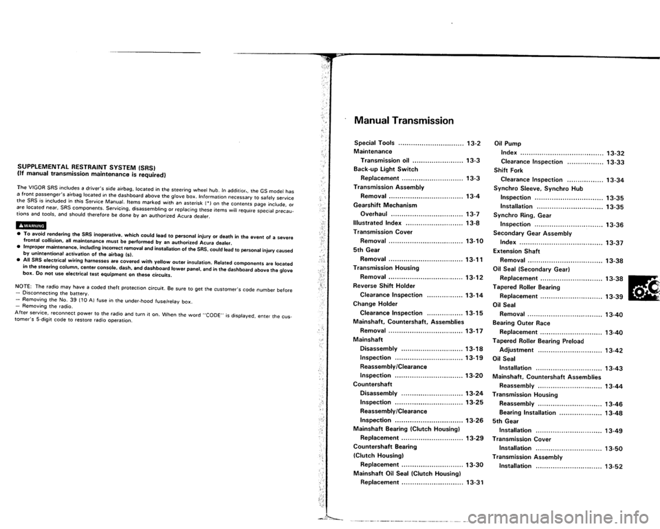 ACURA VIGOR 1993  Service Repair Manual 
