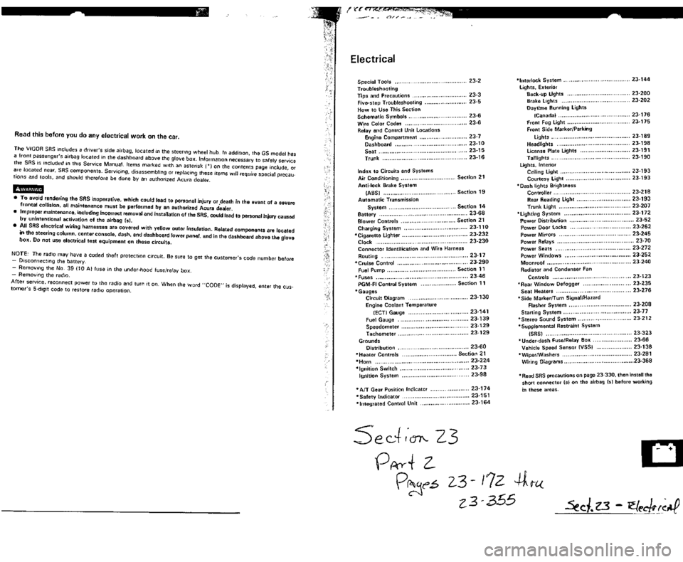 ACURA VIGOR 1993  Service Repair Manual 