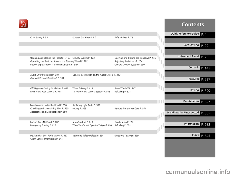Acura RDX 2020 Owners Manual Contents
Child Safety P. 58Exhaust Gas Hazard P. 71Safety Labels P. 72
Opening and Closing the Tailgate P. 163 Security System P. 173 Opening and Closing the Windows P. 176
Operating the Switches Arou Acura RDX 2020 Owners Manual Contents
Child Safety P. 58Exhaust Gas Hazard P. 71Safety Labels P. 72
Opening and Closing the Tailgate P. 163 Security System P. 173 Opening and Closing the Windows P. 176
Operating the Switches Arou