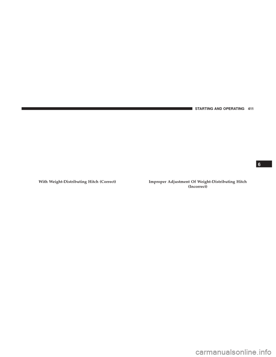 Ram 1500 2019  Owners Manual With Weight-Distributing Hitch (Correct)Improper Adjustment Of Weight-Distributing Hitch(Incorrect)
6
STARTING AND OPERATING 411 