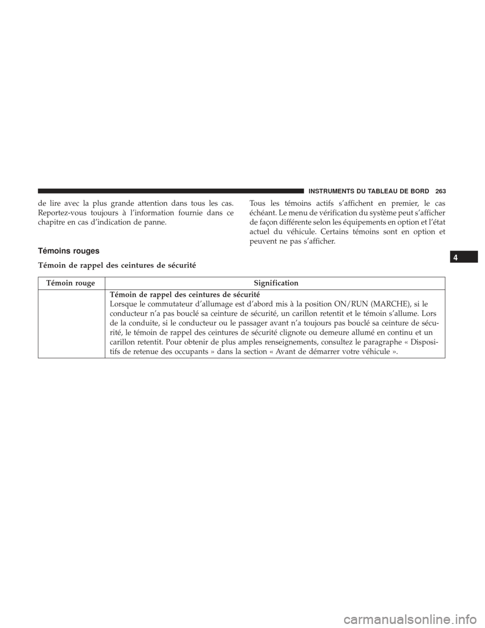 Ram 1500 2017 Manuel du propriétaire (in French) de lire avec la plus grande attention dans tous les cas.
Reportez-vous toujours à l’information fournie dans ce
chapitre en cas d’indication de panne.Tous les témoins actifs s’affichent en pre Ram 1500 2017 Manuel du propriétaire (in French) de lire avec la plus grande attention dans tous les cas.
Reportez-vous toujours à l’information fournie dans ce
chapitre en cas d’indication de panne.Tous les témoins actifs s’affichent en pre