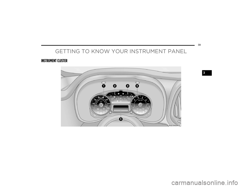 RAM PROMASTER CITY 2022  Owners Manual 
39
GETTING TO KNOW YOUR INSTRUMENT PANEL
INSTRUMENT CLUSTER
3

22_VM_OM_EN_USC_t.book  Page 39   