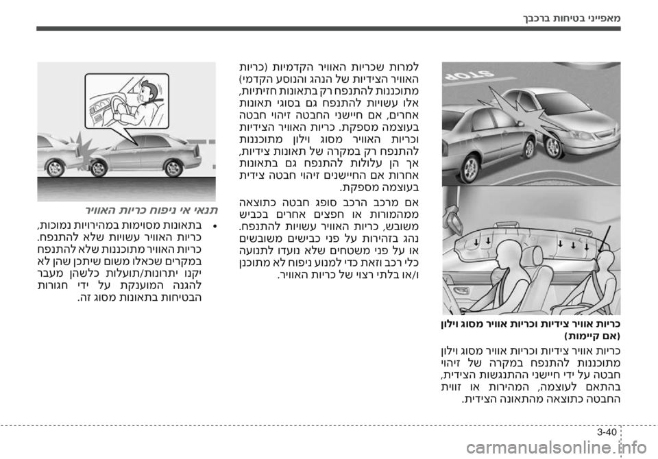 Hyundai Accent 2016  הוראות תפעול לנהג ךבכרב תוחיטב ינייפאמ
3-40
 ןוליו גוסמ ריווא תוירכו תוידיצ ריווא תוירכ)תומייק םא(
 ןוליו גוסמ ריווא תוירכו תוידיצ