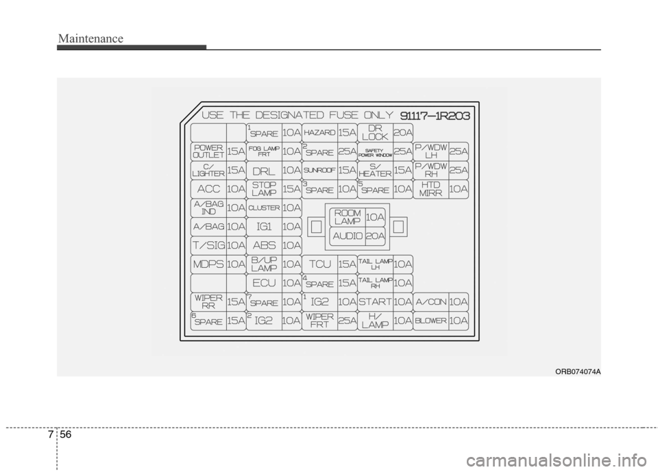 Hyundai Accent 2015  Owners Manual Maintenance
56 7
ORB074074A 