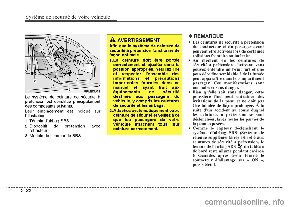 Hyundai Accent 2015 Manuel du propriétaire (in French) Système de sécurité de votre véhicule
22
3
Le système de ceinture de sécurité à
prétension est constitué principalement
des composants suivants.
Leur emplacement est indiqué sur
lillustra Hyundai Accent 2015 Manuel du propriétaire (in French) Système de sécurité de votre véhicule
22
3
Le système de ceinture de sécurité à
prétension est constitué principalement
des composants suivants.
Leur emplacement est indiqué sur
lillustra