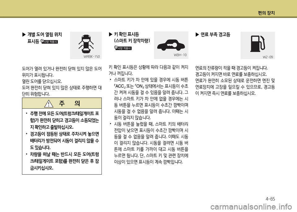 Hyundai Accent 2015  엑센트 RB - 사용 설명서 (in Korean) 편의 장치4-작자
   주       의
 
•
주B  전에  0든  도2< (?@렁크 /테일게이?@  @t
A