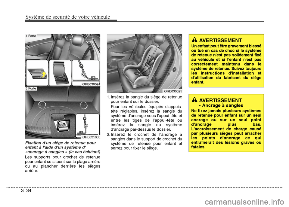 Hyundai Accent 2014 Manuel du propriétaire (in French) Système de sécurité de votre véhicule
34 3
Fixation dun siège de retenue pour
enfant à laide dun système d
«ancrage à sangles » (le cas échéant)
Les supports pour crochet de retenue
p Hyundai Accent 2014 Manuel du propriétaire (in French) Système de sécurité de votre véhicule
34 3
Fixation dun siège de retenue pour
enfant à laide dun système d
«ancrage à sangles » (le cas échéant)
Les supports pour crochet de retenue
p