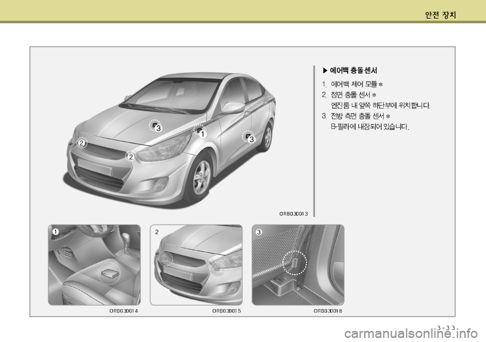 Hyundai Accent 2011.5  엑센트 RB - 사용 설명서 (in Korean) 3-3 3     