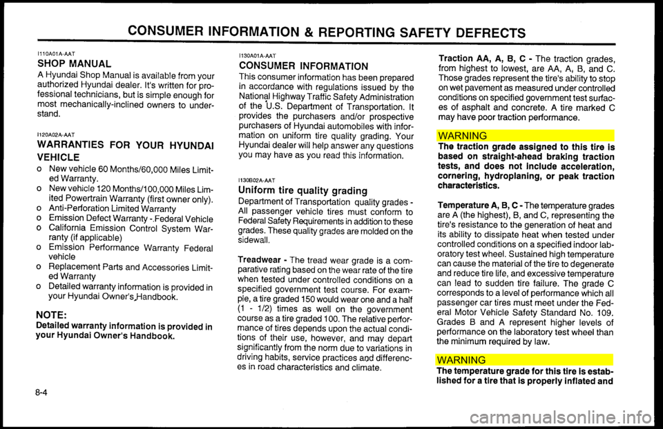 Hyundai Accent 2000  Owners Manual WAR NIN G
W AR NIN G  