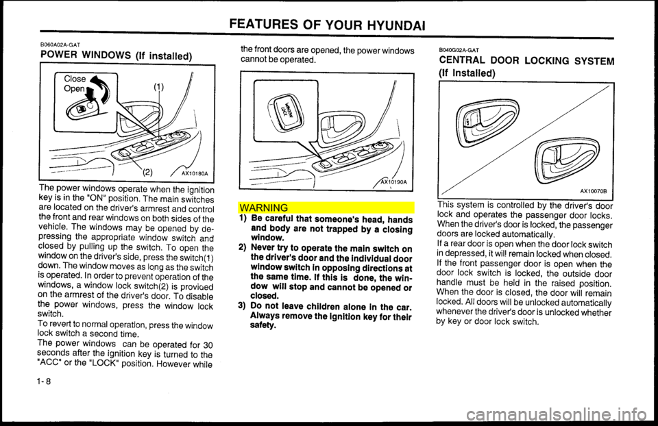 Hyundai Accent 2000  Owners Manual WAR NIN G  