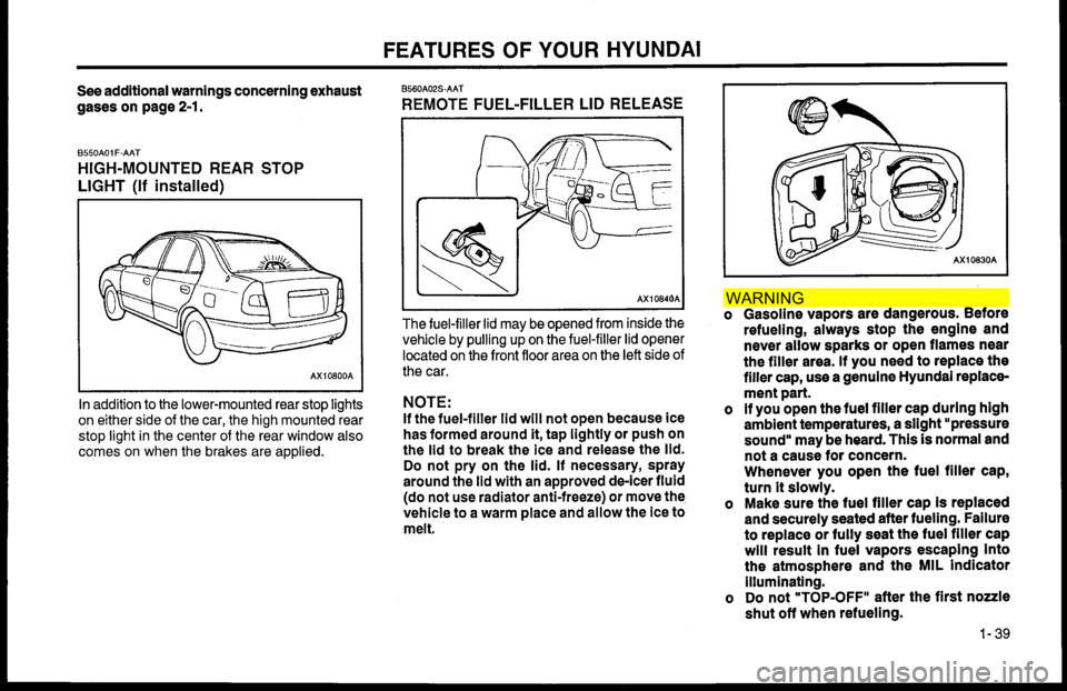 Hyundai Accent 2000  Owners Manual WAR NIN G  