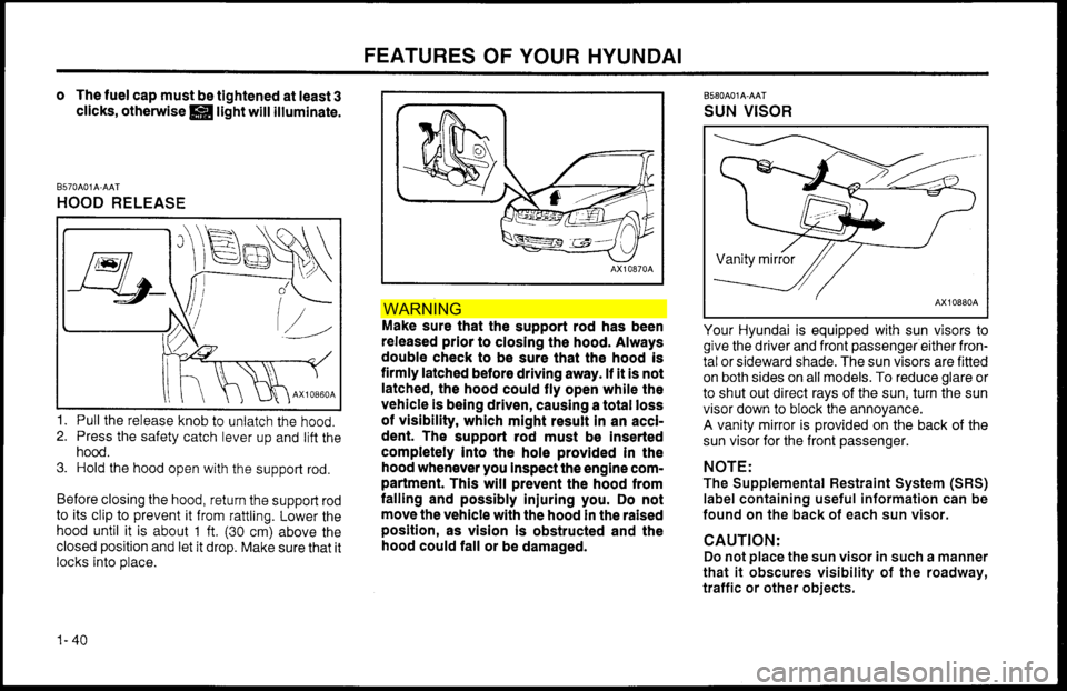 Hyundai Accent 2000  Owners Manual WAR NIN G  