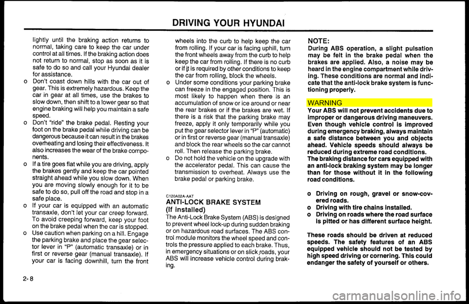 Hyundai Accent 2000  Owners Manual WAR NIN G  