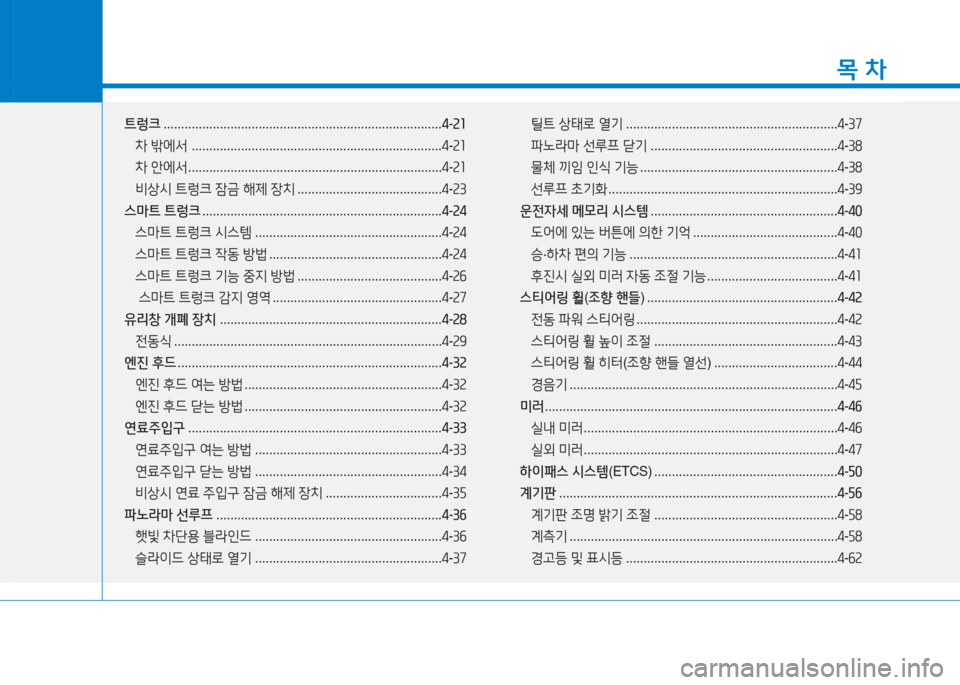 Hyundai Aslan 2017  아슬란 AG - 사용 설명서 (in Korean) 1
목 차
트렁크 . . . . . . . . . . . . . . . . . . . . . . . . . . . . . . . . . . . . . . . . . . . . . . . . . . . . . . . . . . . . . . . . . . . . . . . . . . . . . . .4-21
차 밖에서  ...